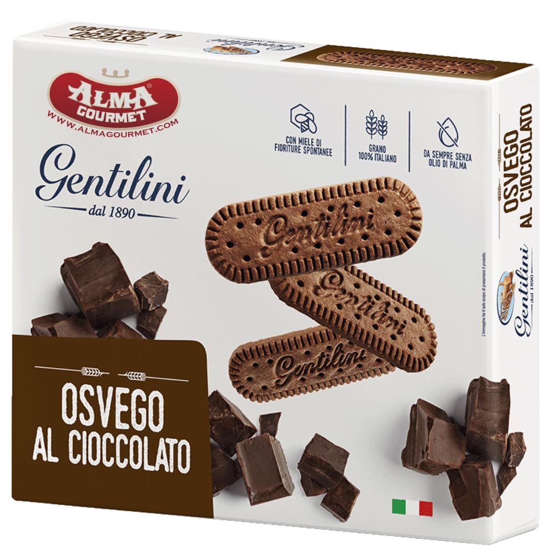 Osvego Italian Chocolate Biscotti - Traditional Biscotti Italian Cookies with Chocolate - Authentic Recipe, Premium Ingredients, No Preservatives - 500g (1.1lb) Box (2 Packs of 250g Each)