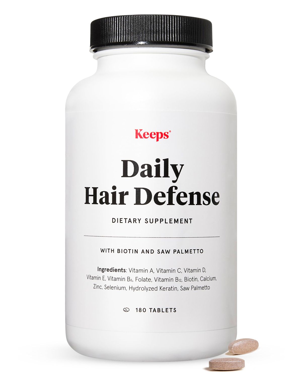 Keeps Daily Hair Supplement, 180 Tablets - Saw Palmetto Promotes Healthy Hair - Biotin, Vitamins A, B6, B12, C, D, Calcium, Selenium Zinc - Men Women - 3 Month Supply