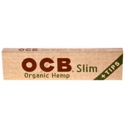 OCB Organic King Slim Size Ultra Thin Rolling Papers with Tips - 32 Leaves Tips