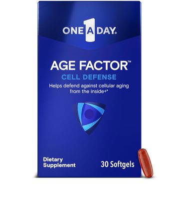 One A Day Age Factor Cell Defense-Cell Health Supplement to Support Healthy Aging Journey, Cell Health Support for Adults, with Olive Polyphenols, Resveratrol, Vitamin B3 Niacinamide, 30 Softgels
