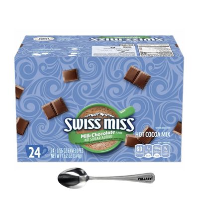Hot Chocolate Packets, Hot Chocolate Mix, Milk Chocolate Flavor- 50 Count, Plus Vallary Spoon Perfect for Mixing Your Hot Cocoa.