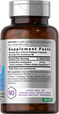 Horb ach Probiotic for Women Mens Digestive Health 3 Billion CFU 90 Capsules Non-GMO Gluten Free