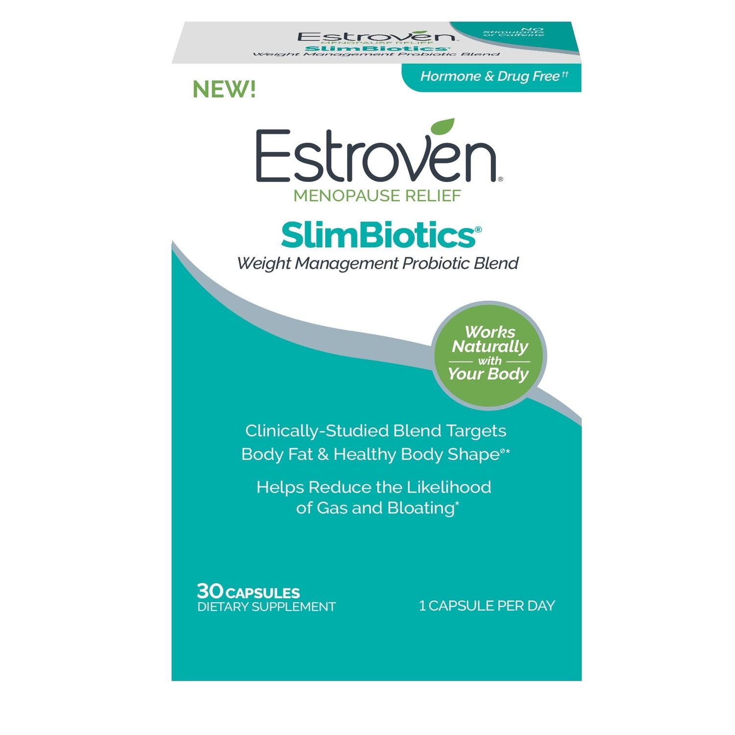 Estroven SlimBiotics, Weight Management Menopause Supplements for Women, 30 Capsules, B Vitamins to Support Metabolic Health, Probiotics for Digestive Health to Provide Gas Bloating Relief
