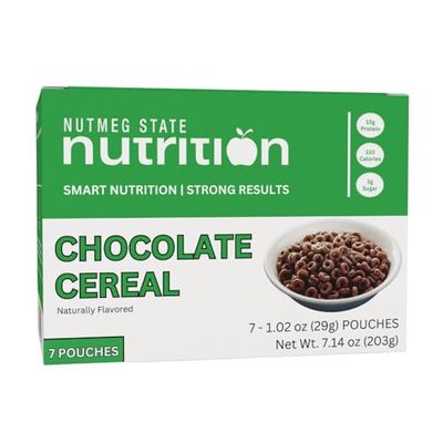 Nutmeg State Nutrition - High Protein Soy Cereal, 15g Protein, Low Calorie Breakfast Cereal, Low Sugar, 7 Servings, 1 Box Chocolate