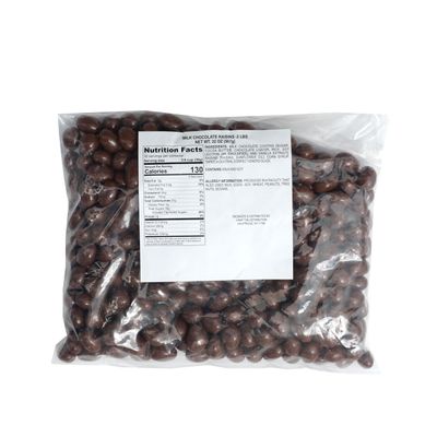 Milk Chocolate Covered Raisins, 2 Pound Bulk Bag, Chocolate Covered Raisins, The Hampton Popcorn Candy Company