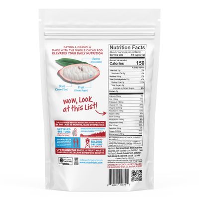 Blue Stripes Dark Chocolate Whole Cacao Granola, 8 OZ