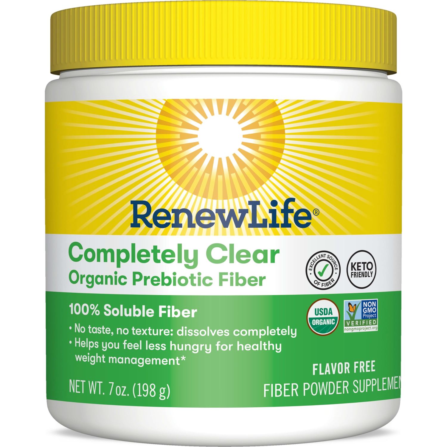 Renew Life Adult Completely Clear Organic Prebiotic Keto Friendly Fiber, Powder, 7 oz. Package May Vary