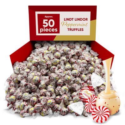 White Chocolate Peppermint Truffles 50ct - Individually Wrapped Bulk White Chocolate Candy with Smooth Peppermint Truffle Center - Chocolate Candy for Holidays and Gifts