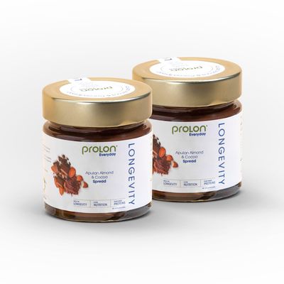 Prolon L-Spread Almond Chocolate Spread  Healthy Low Sugar Keto Snack  Magnesium, Vitamin E, Fiber, Calcium  Gluten-Free, Vegan, Dairy-Free  Plant-Based w/Cane Sugar, &amp; Healthy Fats, 2 Jars