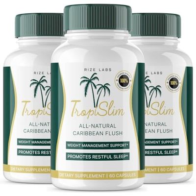 Official 3 Pack Tropislim, Tropislim All Natural Caribbean Flush, Weight Loss Supplement, Tropislim Slimming Capsules for Women, Healthy Lifestyle Leaner Physique, Tropical Reviews 180 Capsules