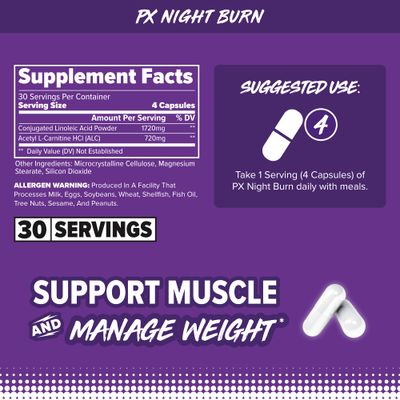 FINAFLEX PX Night Burn - 120 Capsules - Ultimate Non-Stim Weight Loss - Supports Healthy Body Composition Lean Muscle Mass - 30 Servings