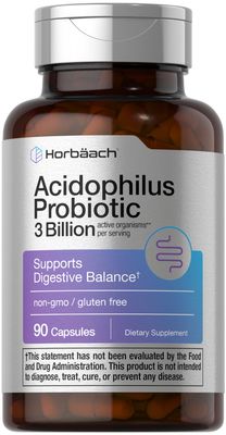 Horb ach Probiotic for Women Mens Digestive Health 3 Billion CFU 90 Capsules Non-GMO Gluten Free