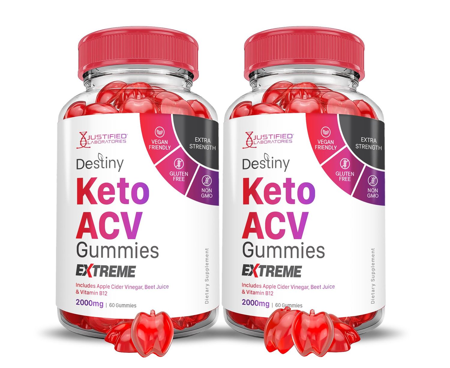 2 Pack Destiny Keto ACV Gummies Extreme 2000MG Destiny Keto Gummies Advanced Formula Apple Cider Vinegar with Pomegranate Beet Juice Powder B12 Vegan Non GMO 120 Gummys