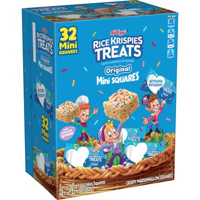 Rice Krispies Treats Crispy Mini Marshmallow Squares, Easter Snacks, Cereal Bars, Original with Colorful Sprinkles, 12.4oz Box 32 Count