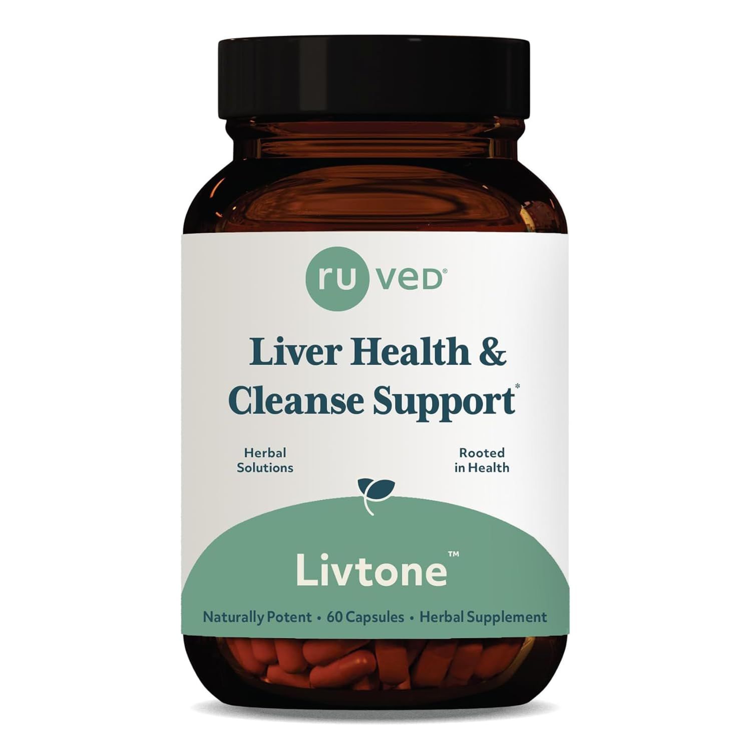 Ruved Livtone, Powerful Doctor-Formulated Liver Support with Berberine, Andrographis and Amla, Ayurvedic Herbal Supplement for Detoxification and Gastrointestinal Health, 60 Vegetarian Capsules