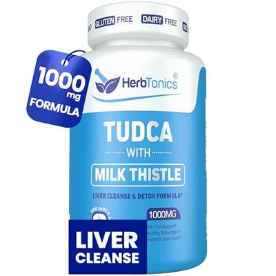 Herbtonics TUDCA Milk Thistle 1000mg Liver Cleanse, Detox Repair Supplement Bile Salts for Gallbladder Support Liver Health Pterostilbene Enhanced Tudca Supplement 60 Vegan Capsules