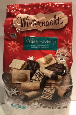 Winternacht Waffelmischung, Crispy Wafers Partially Coated with Chocolate 14.11 oz
