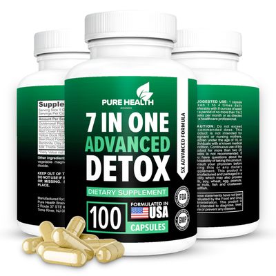 Extra Strength Fast Acting 7-in-ONE Advanced Formula - Full Body Cleanse - Detox Liver Cleanse - Detox Liver Repair, All Natural Toxins Remover, Healthy Cleansing Support for Liver 100 Capsule