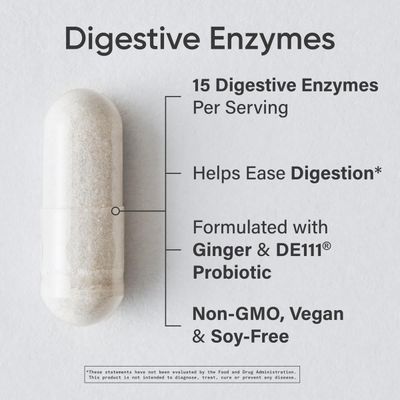 Sports Research Digestive Enzymes with Probiotics Ginger - Plant Based for Dairy, Protein, Sugar Carbs - Non-GMO Verified Vegan Friendly 90 Veggie Capsules