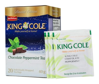 King Cole Chocolate Peppermint Tea, One of a Kind - Black Tea with Chocolate Mint, Dessert Tea, 20 Mint Tea Bags in each Tea Box