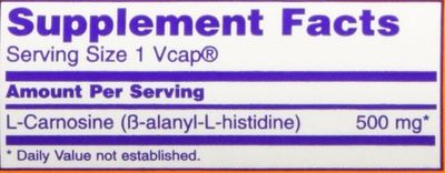 L-Carnosine 500mg - Vegetarian - Now Foods - 50 - VegCap