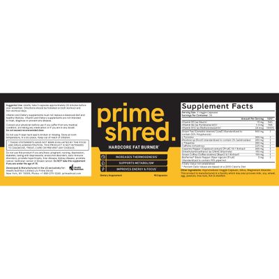 PrimeShred: Fat Burner for Men, Natural Appetite Suppressant, Thermogenic Workout Metabolism Booster Energy Supplement, Weight Management wGreen Tea, Caffeine L-Carnitine, Vegan Soy-Free, 90 Caps