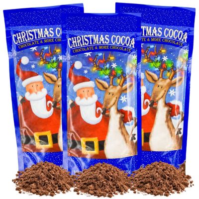 Sweetzo Christmas Hot Cocoa Packets, Double Chocolate Holiday Drink Mix, Stocking Stuffer Gifts - 1.25 Ounces Pack of 3