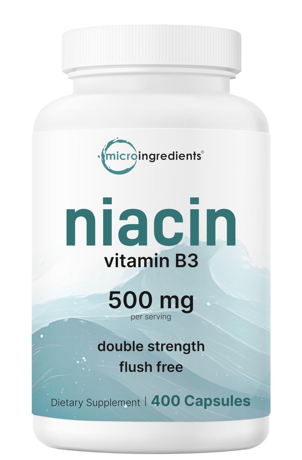 Micro Ingredients Niacin 500mg Per Serving, 400 Capsules Flush Free B3 Vitamins Double Strength Essential B Vitamin Supplement Skin Care Health Energy Support Non-GMO, Gluten Free