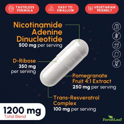 NAD Supplement, Liposomal NAD Resveratrol Supplement for Women Men 1200mg w D-Ribose Pomegranate NAD Plus MaxBoost for Longevity, Anti-Aging, Cellular Energy, NMN Alternative 60 Caps