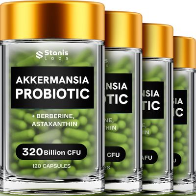 Akkermansia Muciniphila Probiotics 320 Billion CFU GLP-1 Probiotic and Prebiotic Akkermansia Probiotics for gut health Inulin Prebiotic Fiber Capsules Astaxanthin Berberine Chromium 480 count