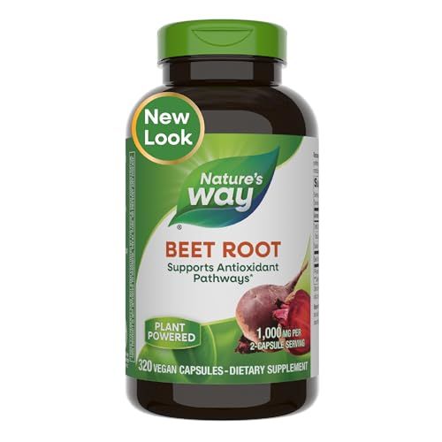 Natures Way Beet Root, Supports Antioxidant Pathways, Helps Neutralize Free Radicals, 1,000 mg per 2-Capsule Serving, Vegan, 320 Capsules Packaging May Vary