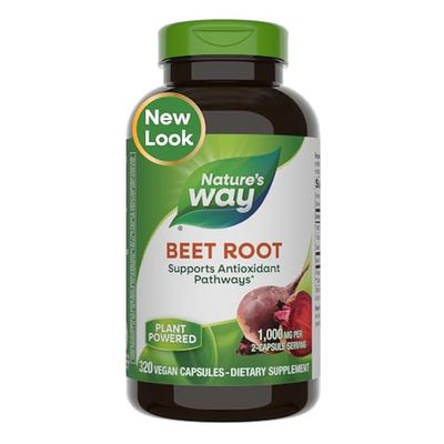 Natures Way Beet Root, Supports Antioxidant Pathways, Helps Neutralize Free Radicals, 1,000 mg per 2-Capsule Serving, Vegan, 320 Capsules Packaging May Vary