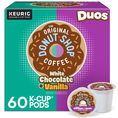 The Original Donut Shop Duos White Chocolate Vanilla, Keurig Single Serve K-Cup pods, 60 Count 6 Packs of 10