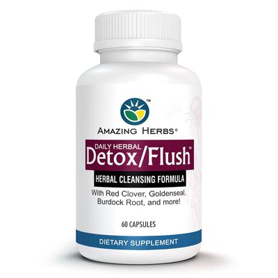 Amazing Herbs DetoxFlush Blood Purifier - All Natural Detoxifying Supplement Made with 7 Powerful Cleansing Purifying Agents - 60 Count
