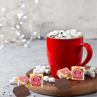 Sweetzo - Ice Cube Shaped Milk Chocolate Squares, Individually Wrapped Holiday Cocoa Treats, Pack of 3, 5 Cubes Each