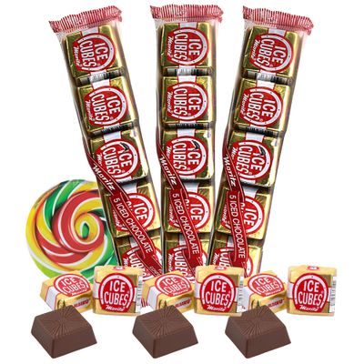 Sweetzo - Ice Cube Shaped Milk Chocolate Squares, Individually Wrapped Holiday Cocoa Treats, Pack of 3, 5 Cubes Each