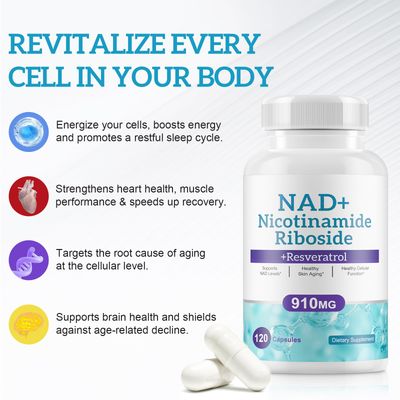 NAD Supplement - Liposomal Nicotinamide Riboside, Quercetin, NAD Supplement with Resveratrol 910mg - Supports Muscle, Brain, Energy - NMN Supplement Alternative for Men and Women, 120 Capsules