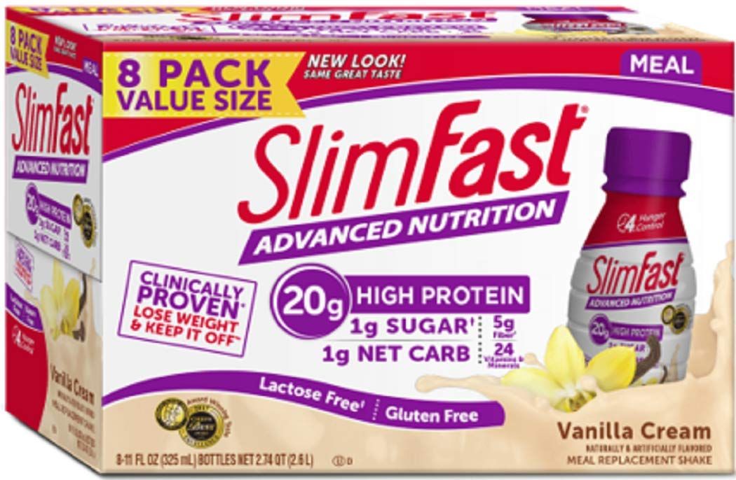 SlimFast Advanced Nutrition Vanilla Cream Meal Replacement Shake, 11 Fluid Ounce -- 24 per case.