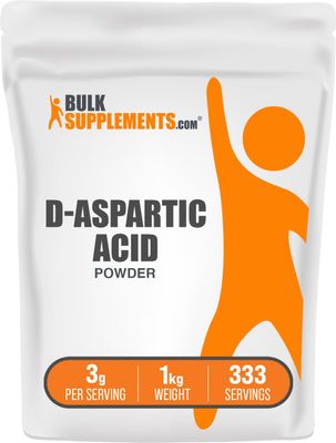 BulkSupplements.com D-Aspartic Acid Powder - D-Aspartic Acid Supplement for Men, Unflavored Amino Acid - Pure Gluten Free, 3g per Serving, 1kg 2.2 lbs Pack of 1