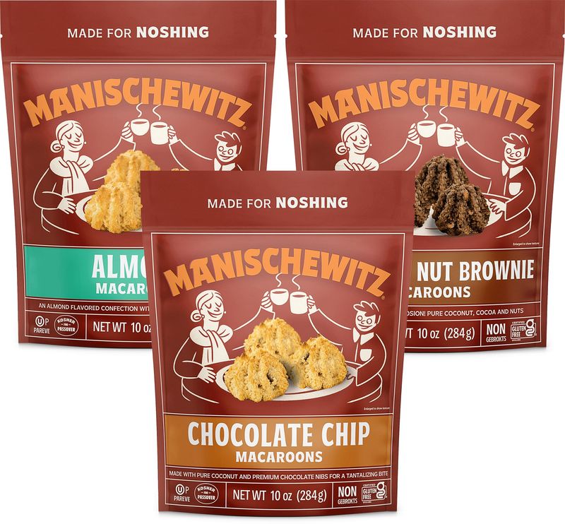Manischewitz Gluten Free Macaroons 10oz (3 Pack Variety) Almond, Chocolate Chip, Chocolate Nut Brownie  Lactose Free, Vegetarian, Dairy Free, Kosher (including Passover)