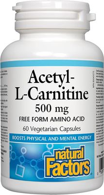 Natural Factors Acetyl L-Carnitine 500 milligrams, 60 Vegetarian Capsules