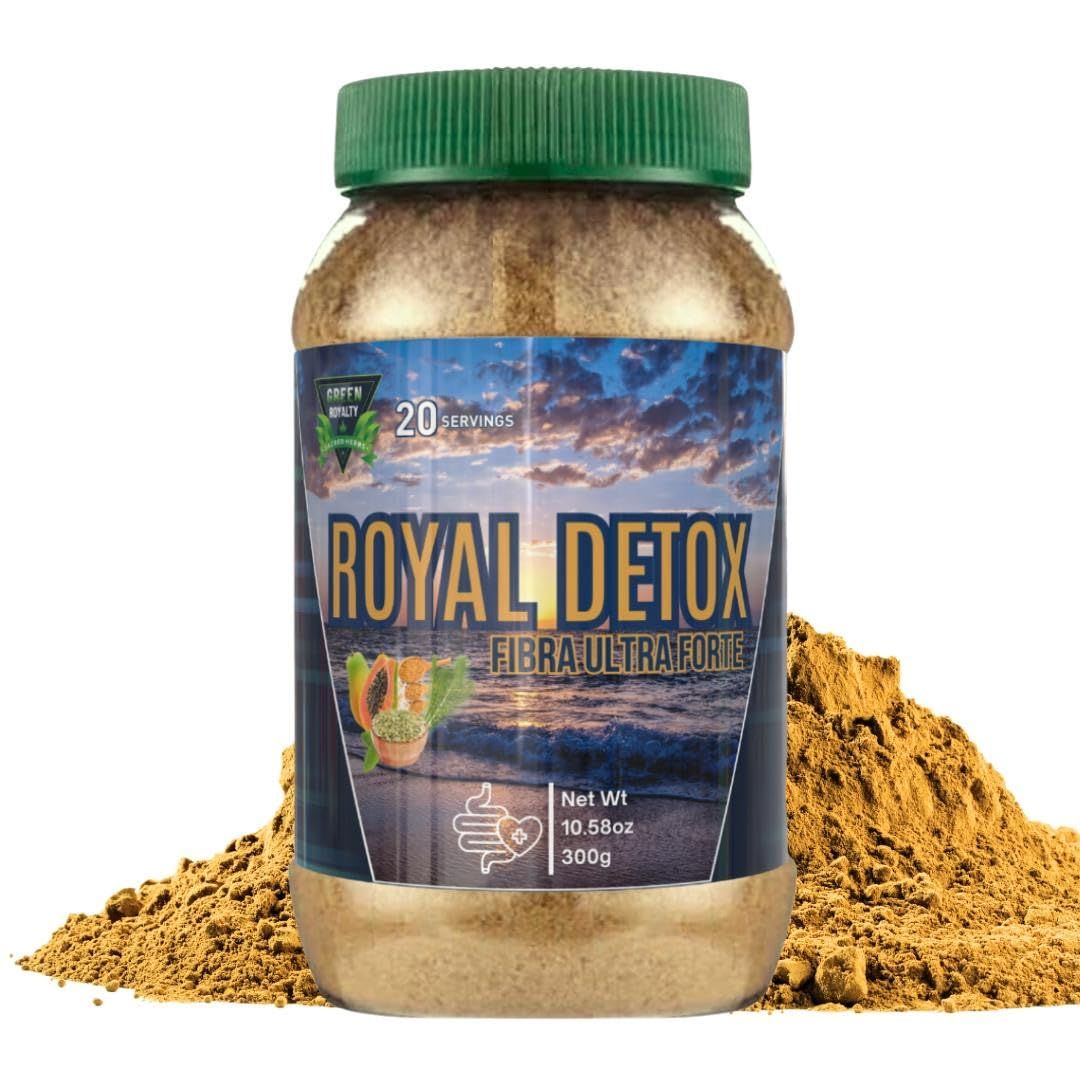 GREEN ROYALTY Royal Detox Fibra Ultra Forte Premium Fiber Blend for Digestive Support Natural Cleanse 10.58 oz 300g 20 Servings
