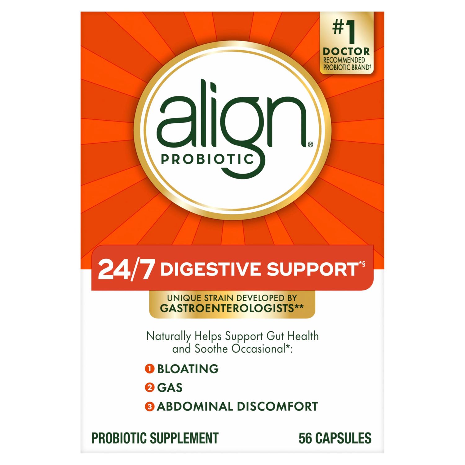 Align Probiotic, Probiotics for Women and Men, Daily Probiotic Supplement for Digestive Health, 1 Recommended Probiotic by Doctors and Gastroenterologists , 56 Capsules
