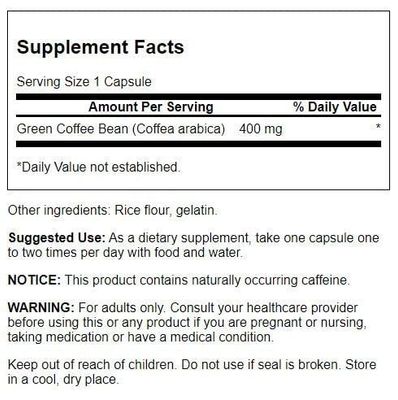 Swanson Full Spectrum Green Coffee Bean 400 Milligrams 60 Capsules 2 Pack