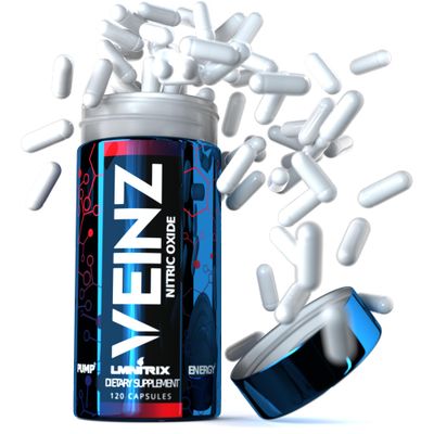 LMNITRIX VEINZ Pills 120ct Nitric Oxide Supplement with L-Arginine, L-Citrulline ALA N.O. Booster Pump Pills Top Muscle Mass Pill for Men 120 Capsules