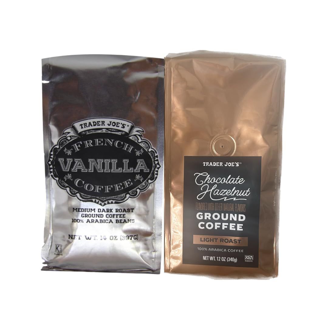 Generic Trader joes Chocolate Hazelnut Ground Coffee and French Vanilla Coffee - 1 pack of each