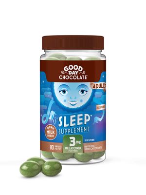 Good Day Chocolate Melatonin for Adults 80 Count - Fair Trade Non-GMO Milk Chocolate with Chamomile and Melatonin 3 mg - Adult Melatonin, Adult Natural Sleep Aid Supplement