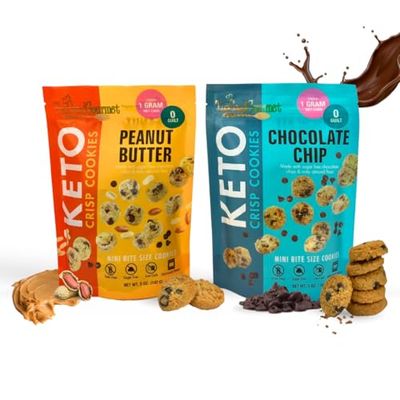 New Too Good Gourmet Low Carb Keto Snack 2 Pack Chocolate Chip Peanut Butter Flavor Sugar Free Cookies Perfectly Baked Gluten-Free Grain-Free Keto Cookies Zero Sugar Snacks