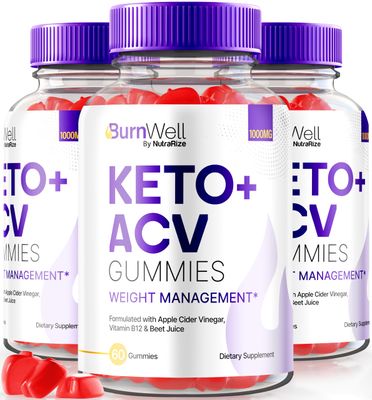 NutraRize Pack of 3 BurnWell KetoACV Gummies, Weight Loss Formula, 1000 MG Apple Cider Vinegar, Keto with B-Vitamins Plus ACV Gummy, Official Reviews 180 Gummies