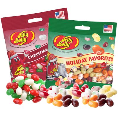 Needzo Christmas Jelly Beans, Holiday Favorites and Jewel Mix Assorted Flavor Candy, Egg Nog, Chocolate Pudding, Cream Soda, and Very Cherry, Shareable Bagged Candies, Pack of 2